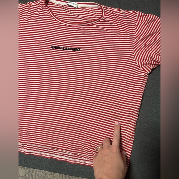 Saint Laurent Paris red and white striped t shirt - Picture 13 of 13